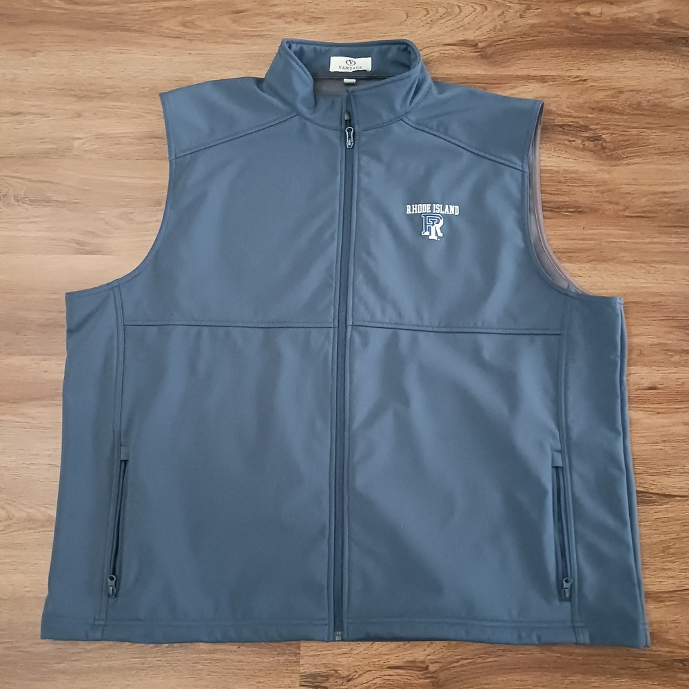 Vantage Rhode Island Rams Softshell Vest Mens XXXL‎ Navy Blue Full Zipper URI